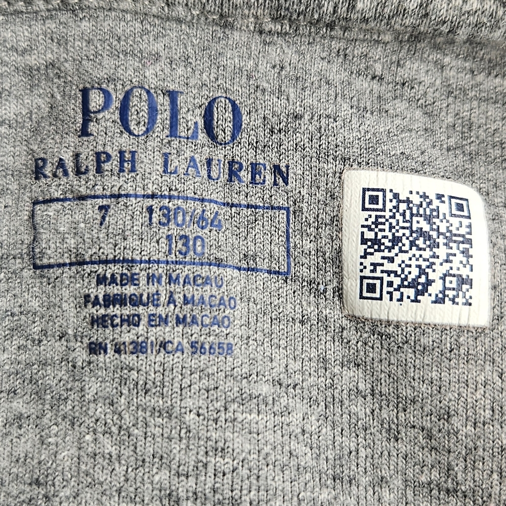 Polo Ralph Lauren Youth Full Zip Hoodie Grey Size 7 - Picture 4 of 5